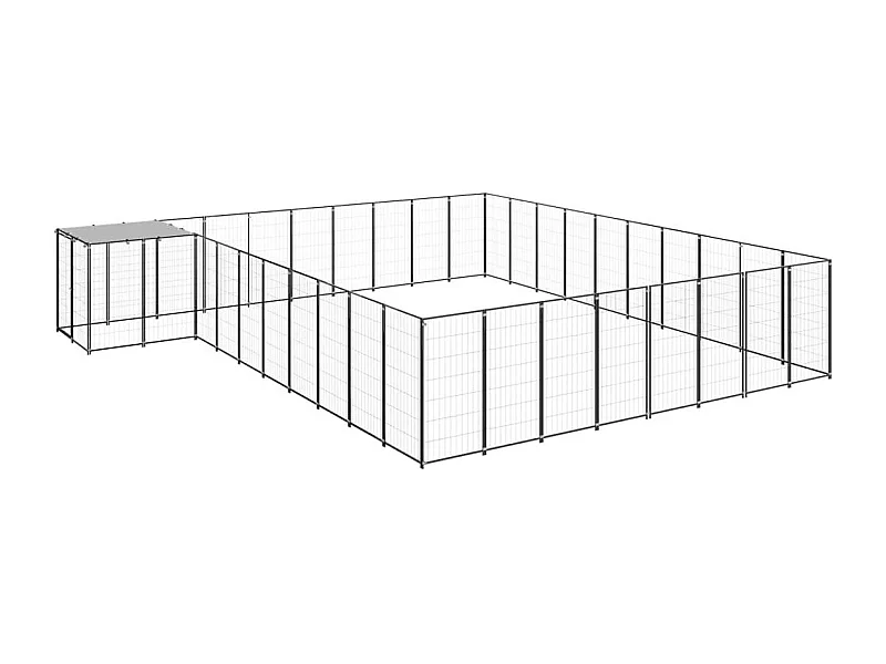 Chenil extérieur cage enclos noire 550 x 550 x 110 cm 02_0000515
