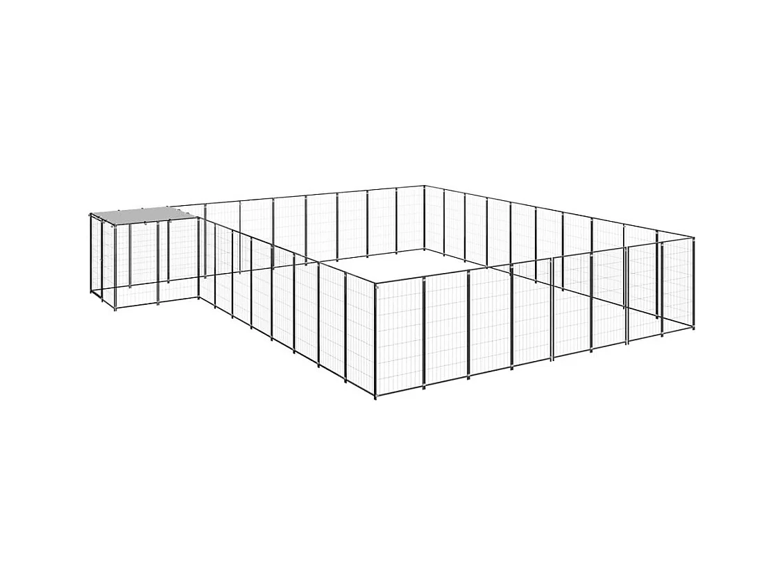 Cuccia da esterno gabbia per cani parco animali 25,41 m² acciaio nero 02_0000515
