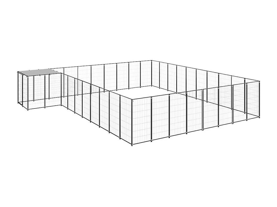 Cuccia da esterno gabbia per cani parco animali 25,41 m² acciaio nero 02_0000515