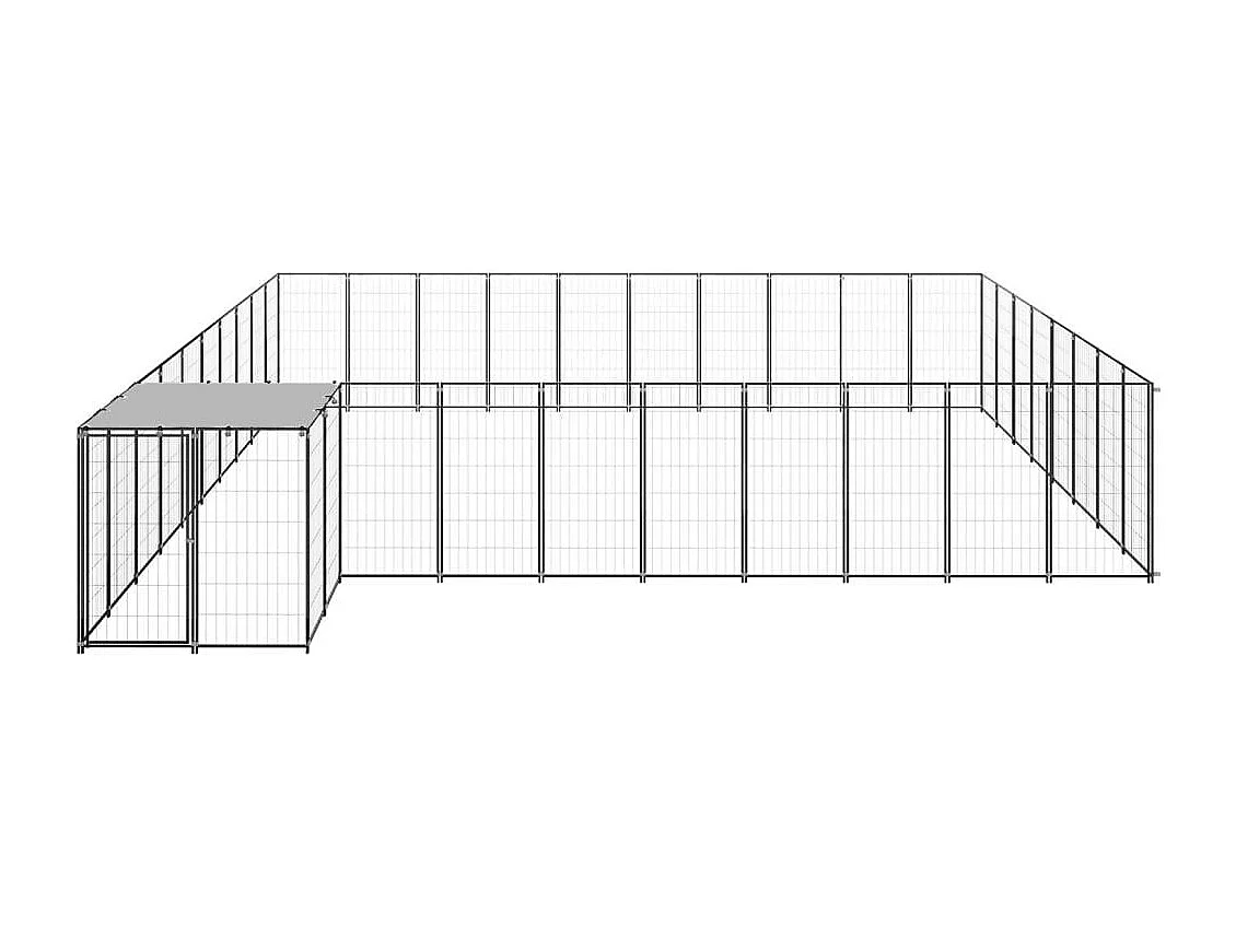Cuccia da esterno gabbia per cani parco animali 25,41 m² acciaio nero 02_0000515
