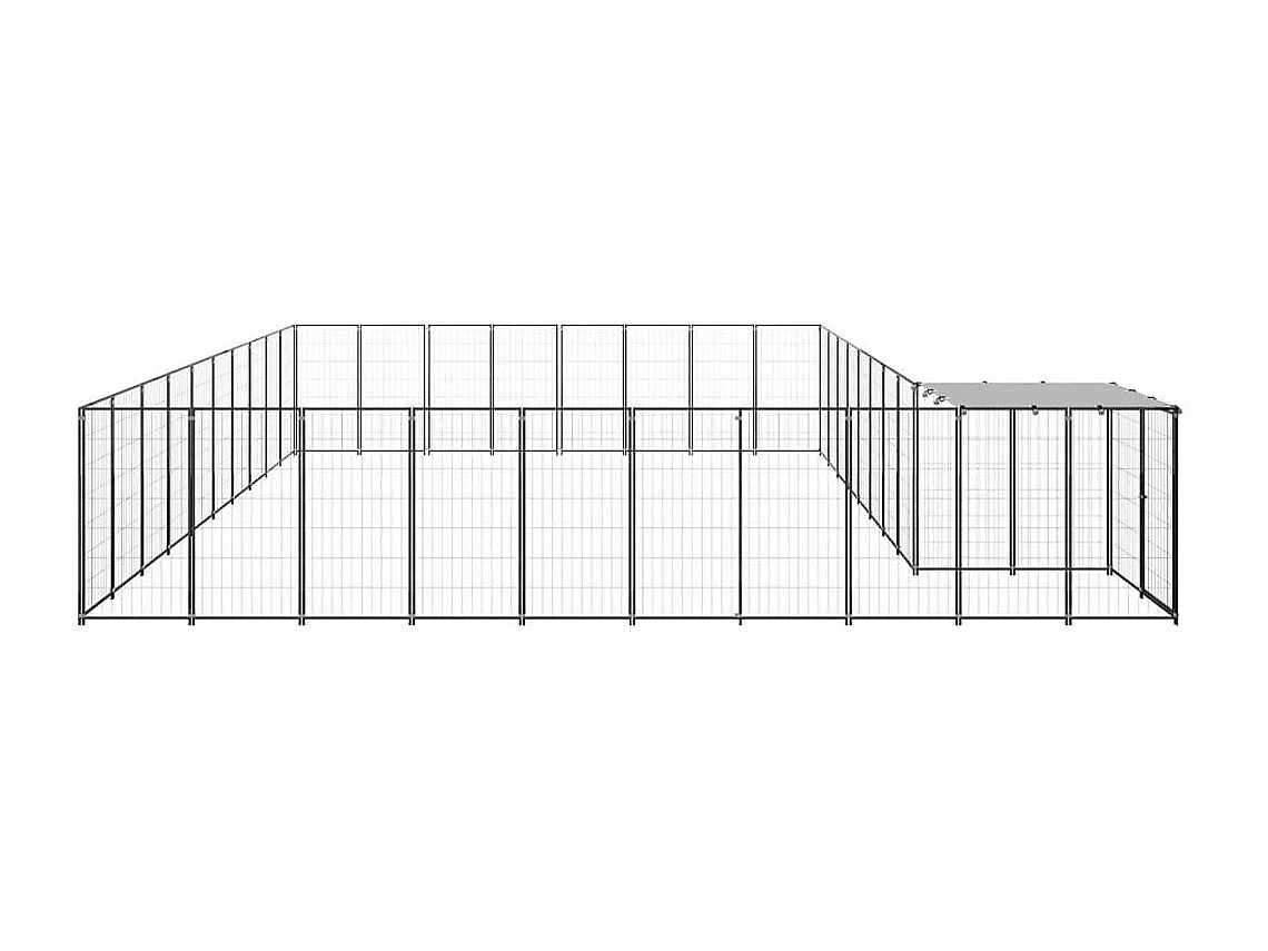 Cuccia da esterno gabbia per cani parco animali 25,41 m² acciaio nero 02_0000515