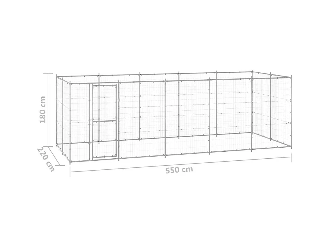 Chenil extérieur cage enclos 550 x 220 x 180 cm 02_0000406