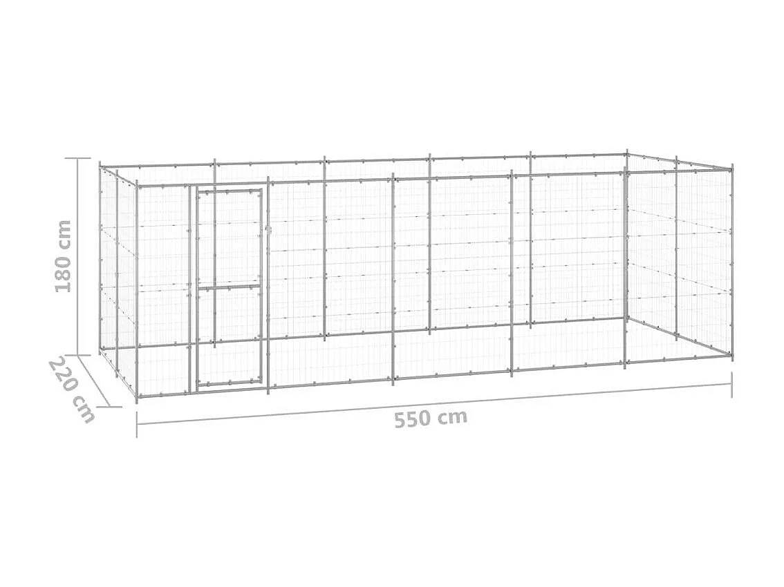 Chenil extérieur cage enclos 550 x 220 x 180 cm 02_0000406