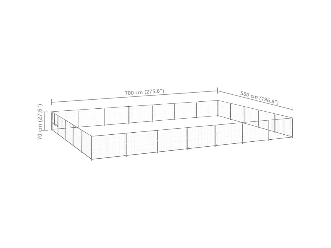 Chenil extérieur cage enclos argenté 700 x 500 x 70 cm 02_0000271