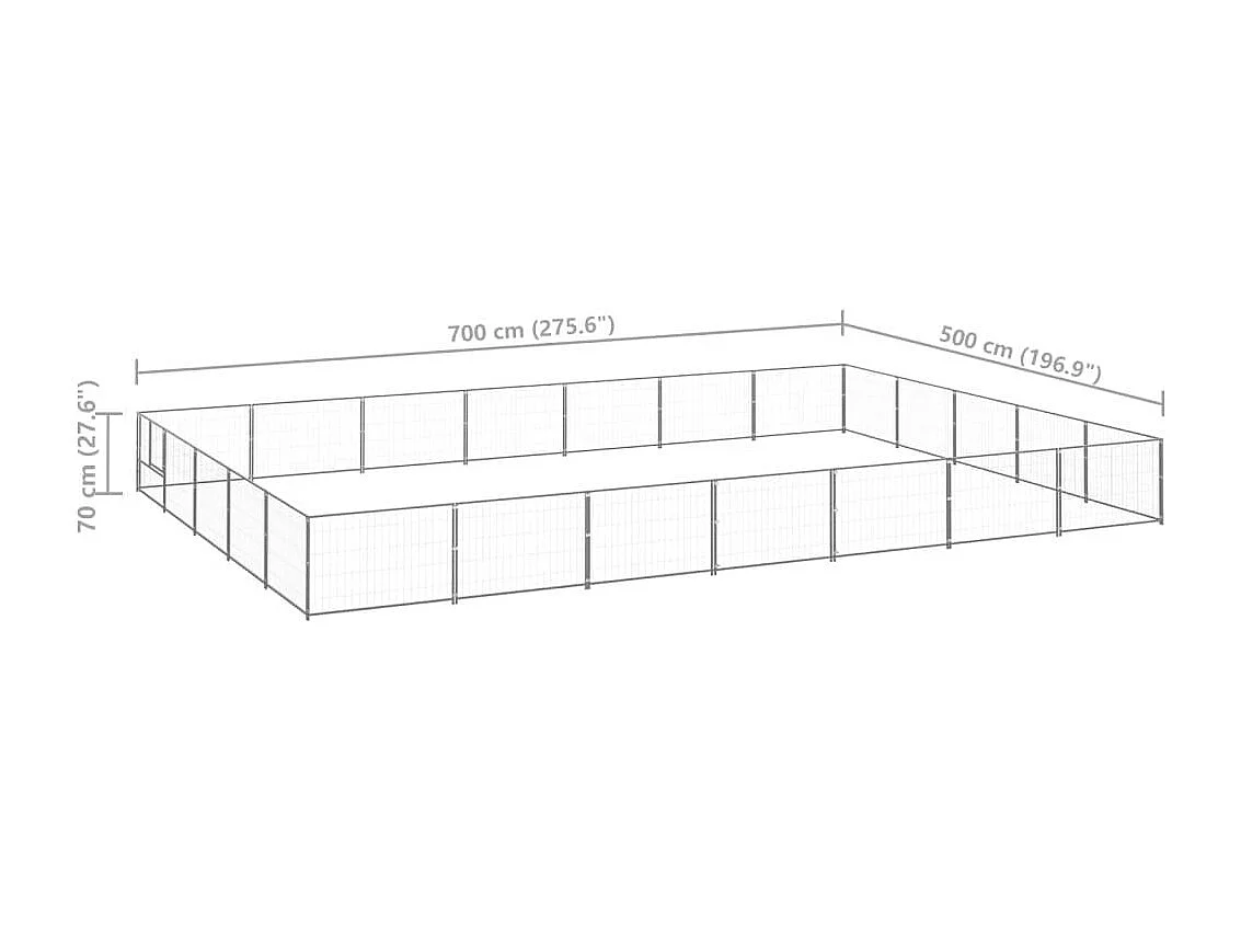 Canil externo para animais gaiola recinto para cães prata 35 m² aço 02_0000271