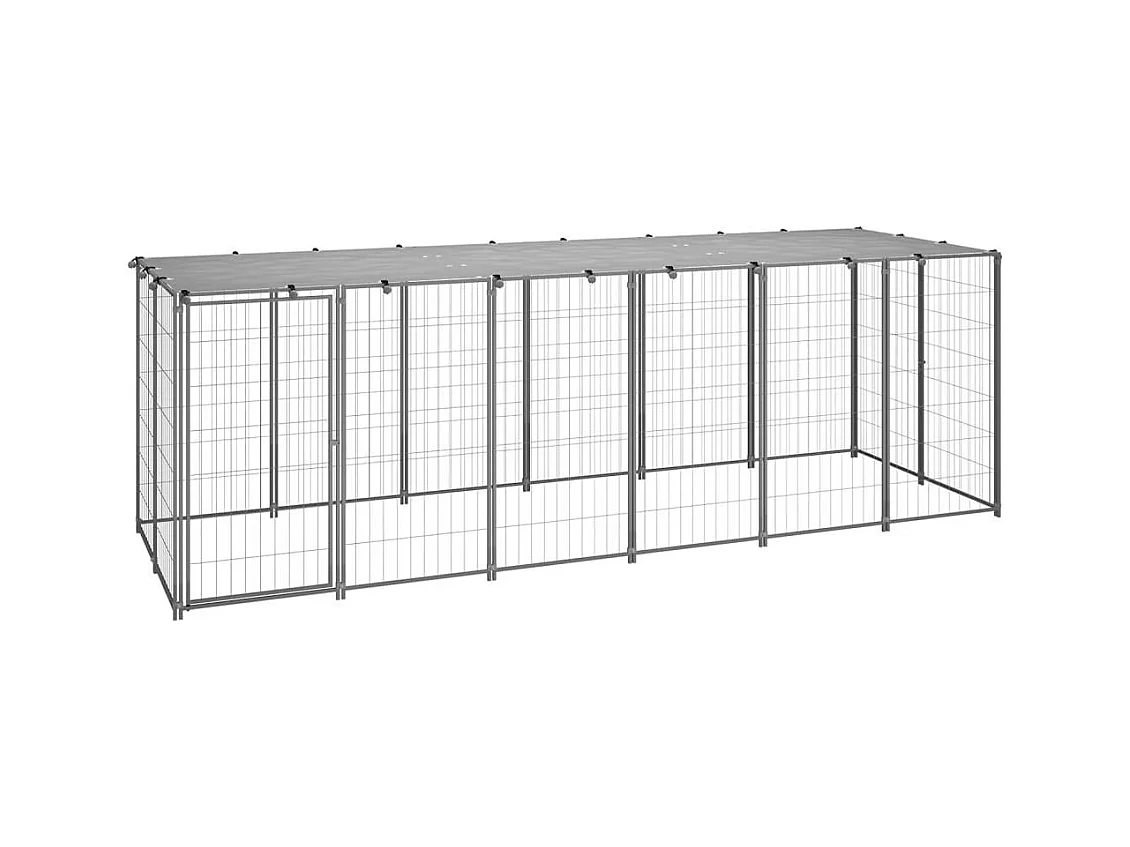 Chenil extérieur cage enclos argenté 330 x 110 x 110 cm 02_0000270