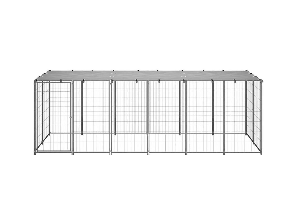 Chenil extérieur cage enclos argenté 330 x 110 x 110 cm 02_0000270
