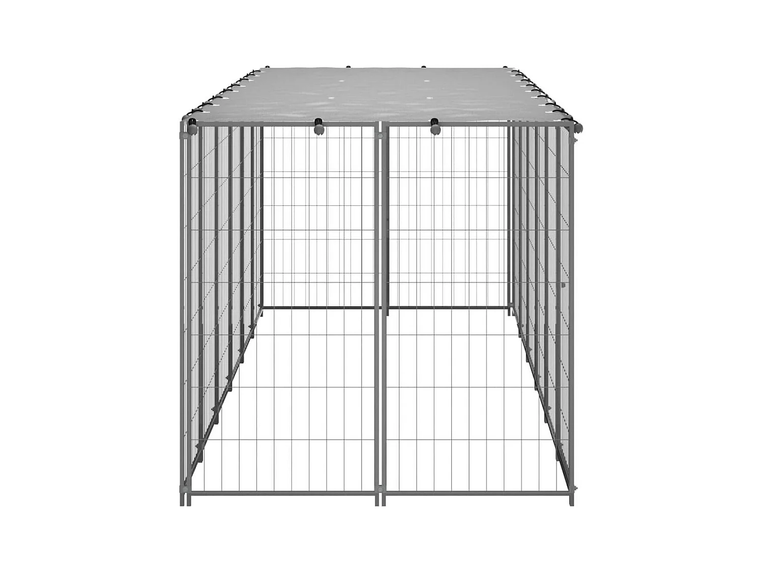 Chenil extérieur cage enclos argenté 330 x 110 x 110 cm 02_0000270