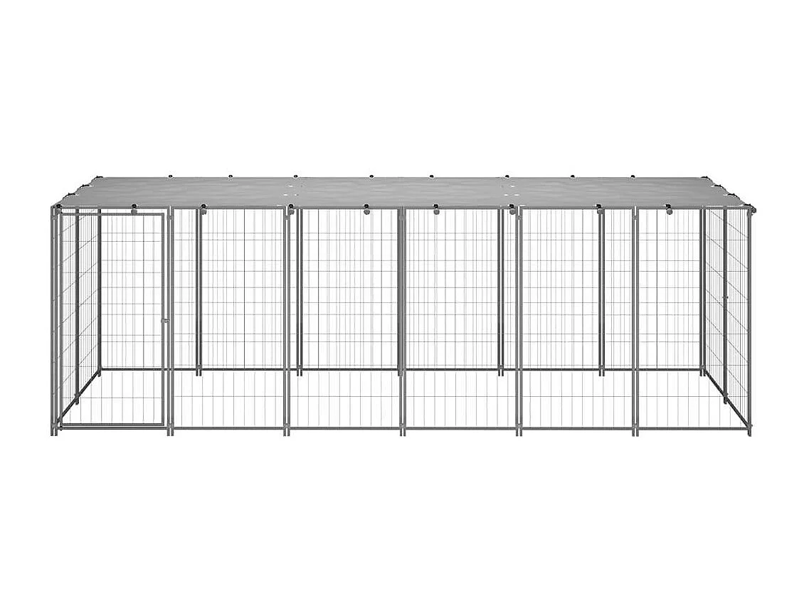 Chenil extérieur cage enclos argenté 330 x 110 x 110 cm 02_0000270