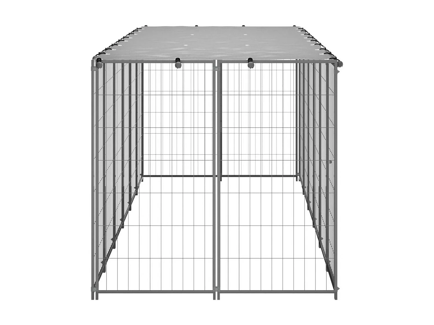 Chenil extérieur cage enclos argenté 330 x 110 x 110 cm 02_0000270