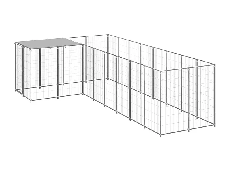 Chenil extérieur cage enclos argenté 220 x 440 x 110 cm 02_0000293