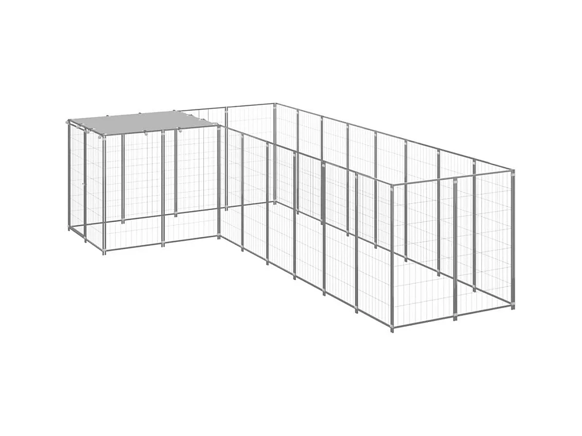 Chenil extérieur cage enclos argenté 220 x 440 x 110 cm 02_0000293