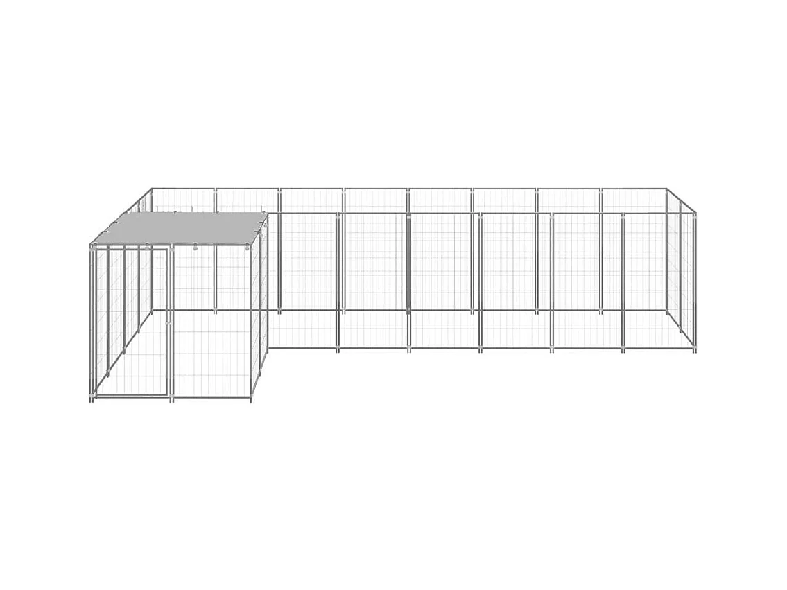 Chenil extérieur cage enclos argenté 220 x 440 x 110 cm 02_0000293