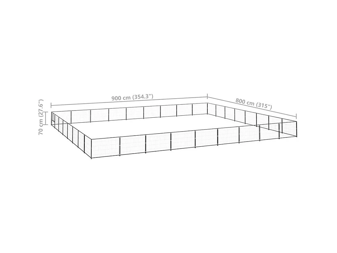 Chenil extérieur cage enclos noire 900 x 800 x 70 cm 02_0000555