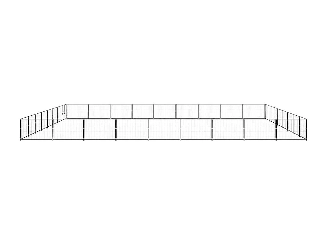 Jaula para perrera de exterior, recinto para parque de animales, perro, negro, 72 m², acero 02_0000555
