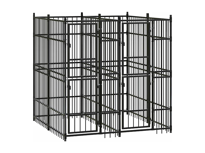Jaula para perrera exterior animal pac para perros acero 3,69 m² negro 02_0041830