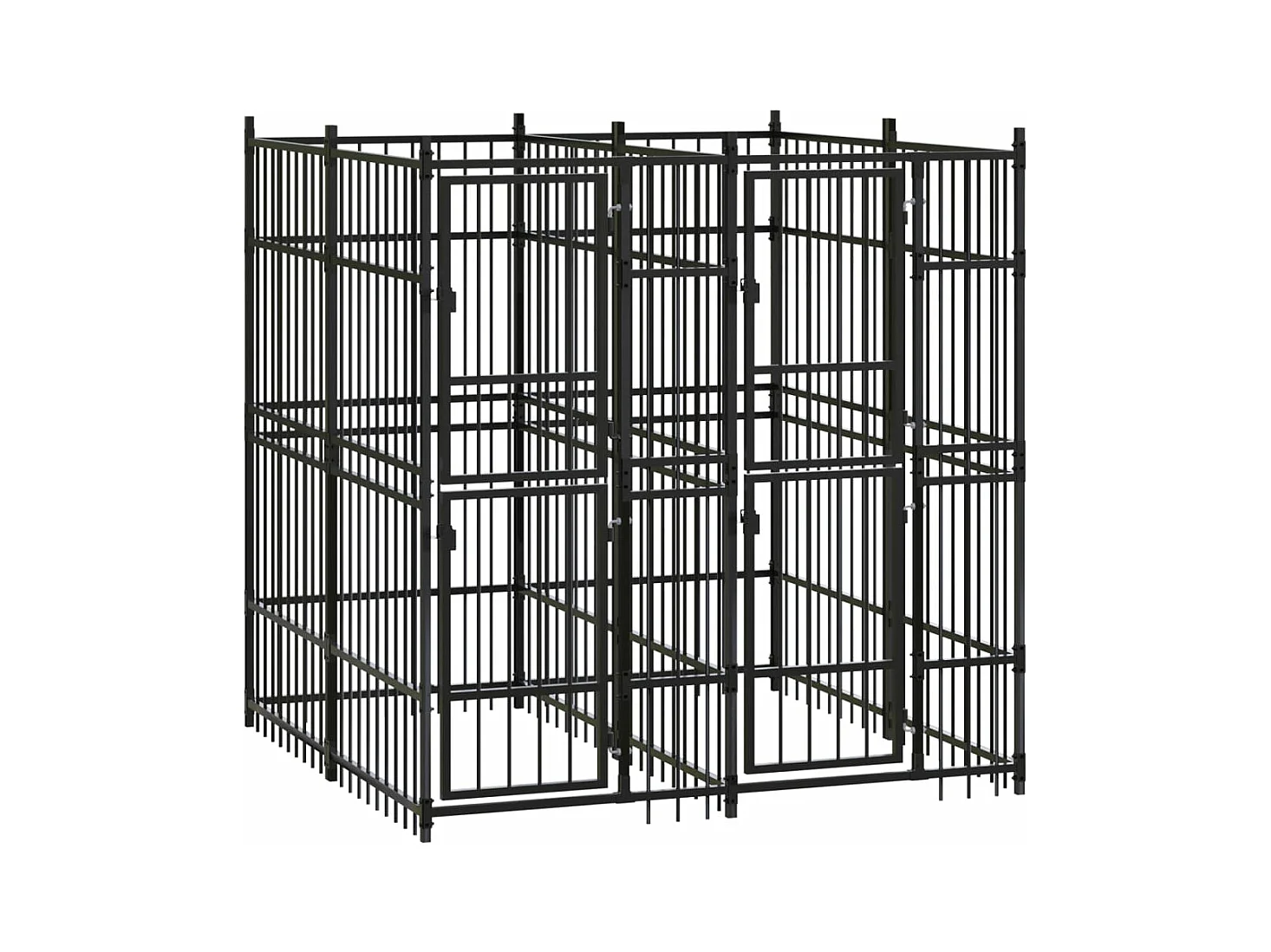 Gabbia per cuccia recinto per animali da esterno per cani in acciaio 3,69 m² nero 02_0041830