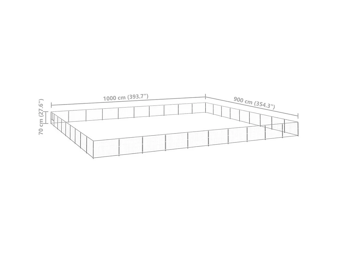 Chenil extérieur cage enclos argenté 1000 x 900 x 70 cm 02_0000309