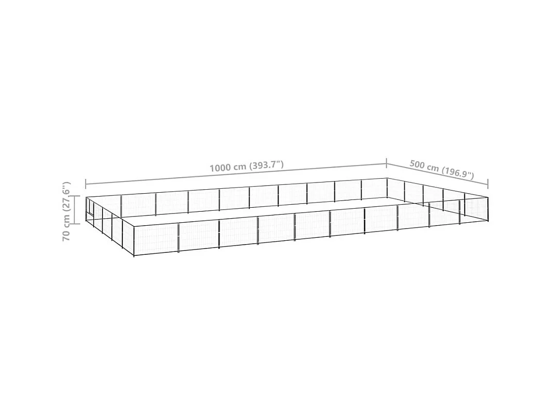 Chenil extérieur cage enclos noire 1000 x 500 x 70 cm 02_0000541