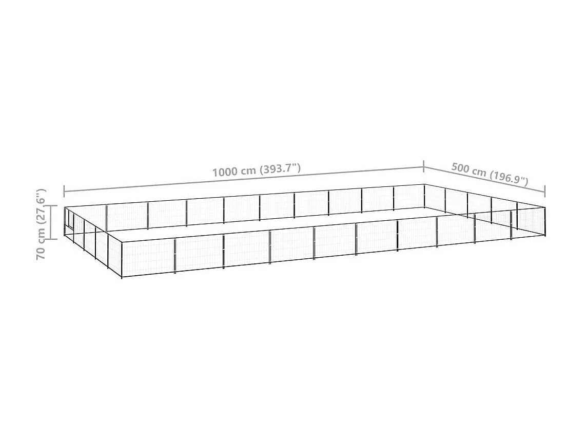 Cuccia da esterno gabbia recinto parco animali cane nero 50 m² acciaio 02_0000541