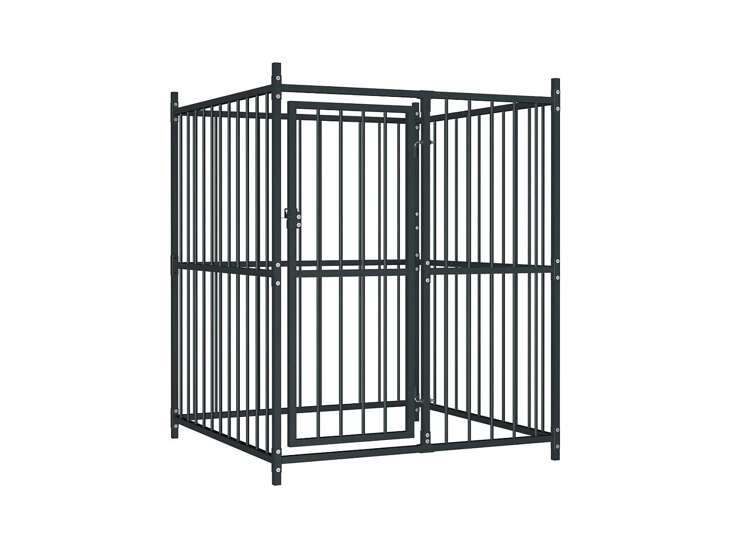 Cuccia da esterno gabbia recinto per animali box per cani da esterno per cani 120 x 120 x 150 cm nero 02_0000461