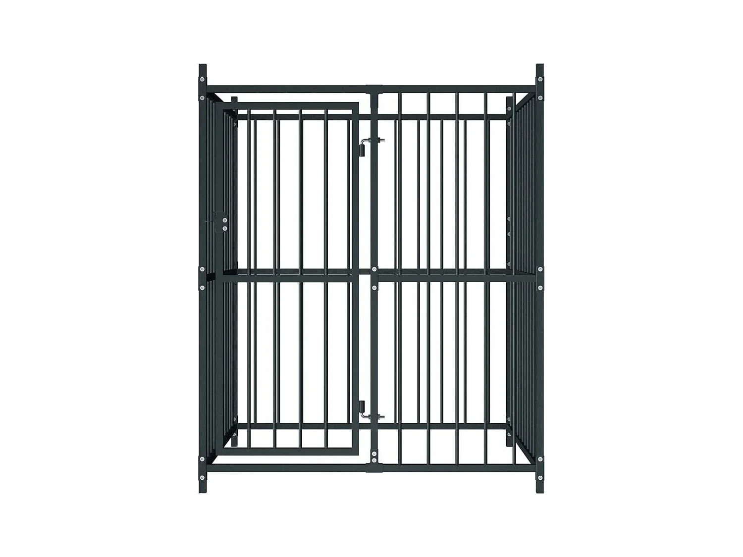 Cuccia da esterno gabbia recinto per animali box per cani da esterno per cani 120 x 120 x 150 cm nero 02_0000461