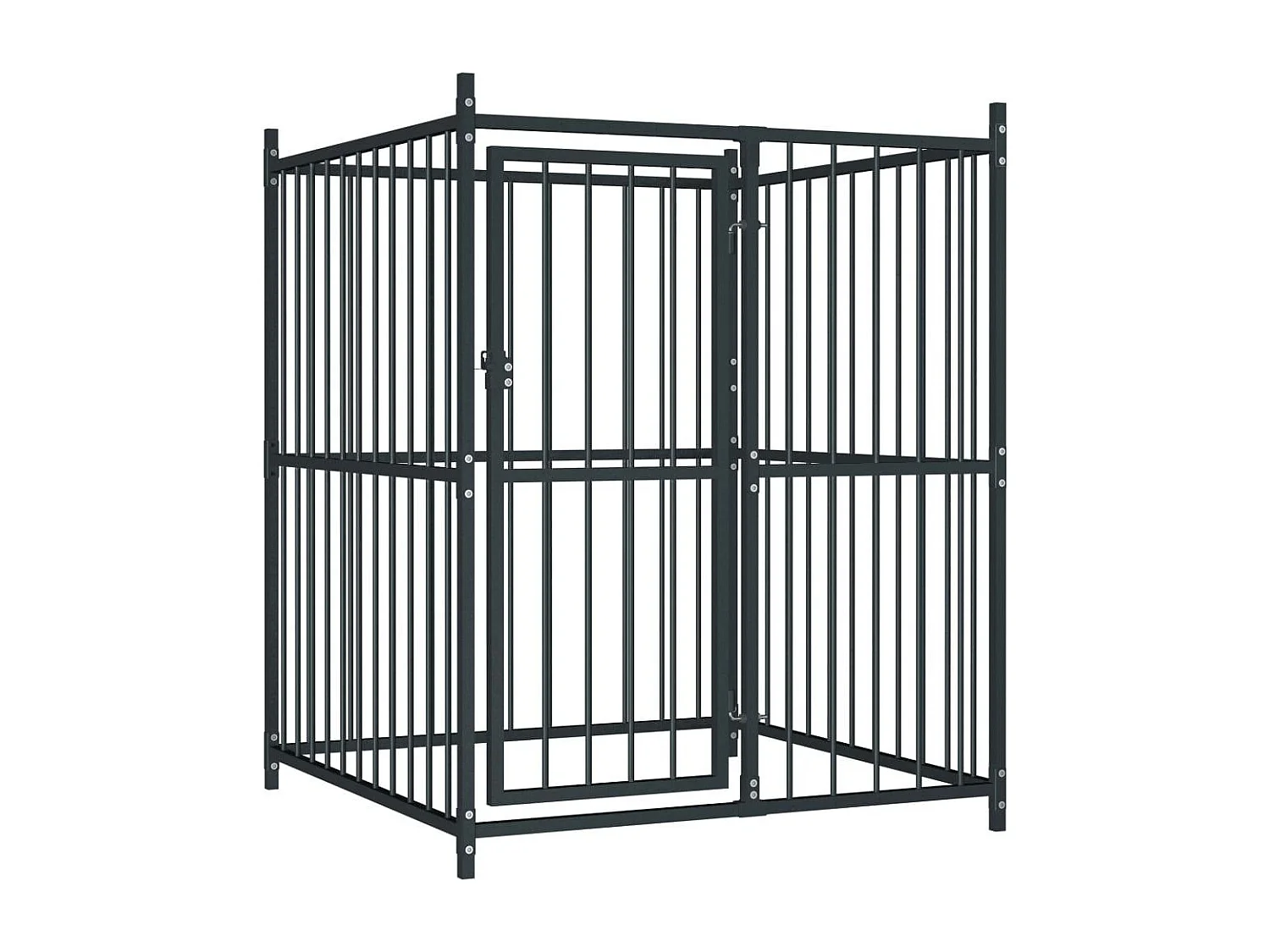 Jaula para caseta de exterior, parque para animales, parque para perros de exterior, 120 x 120 x 150 cm, negro 02_0000461