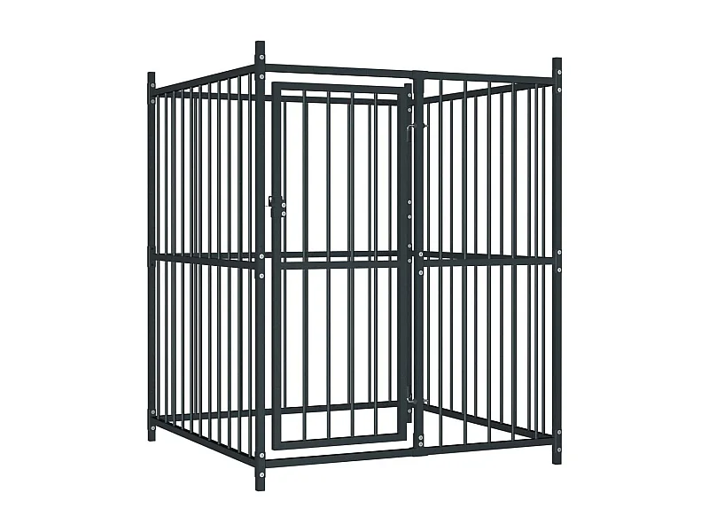 Jaula para caseta de exterior, parque para animales, parque para perros de exterior, 120 x 120 x 150 cm, negro 02_0000461
