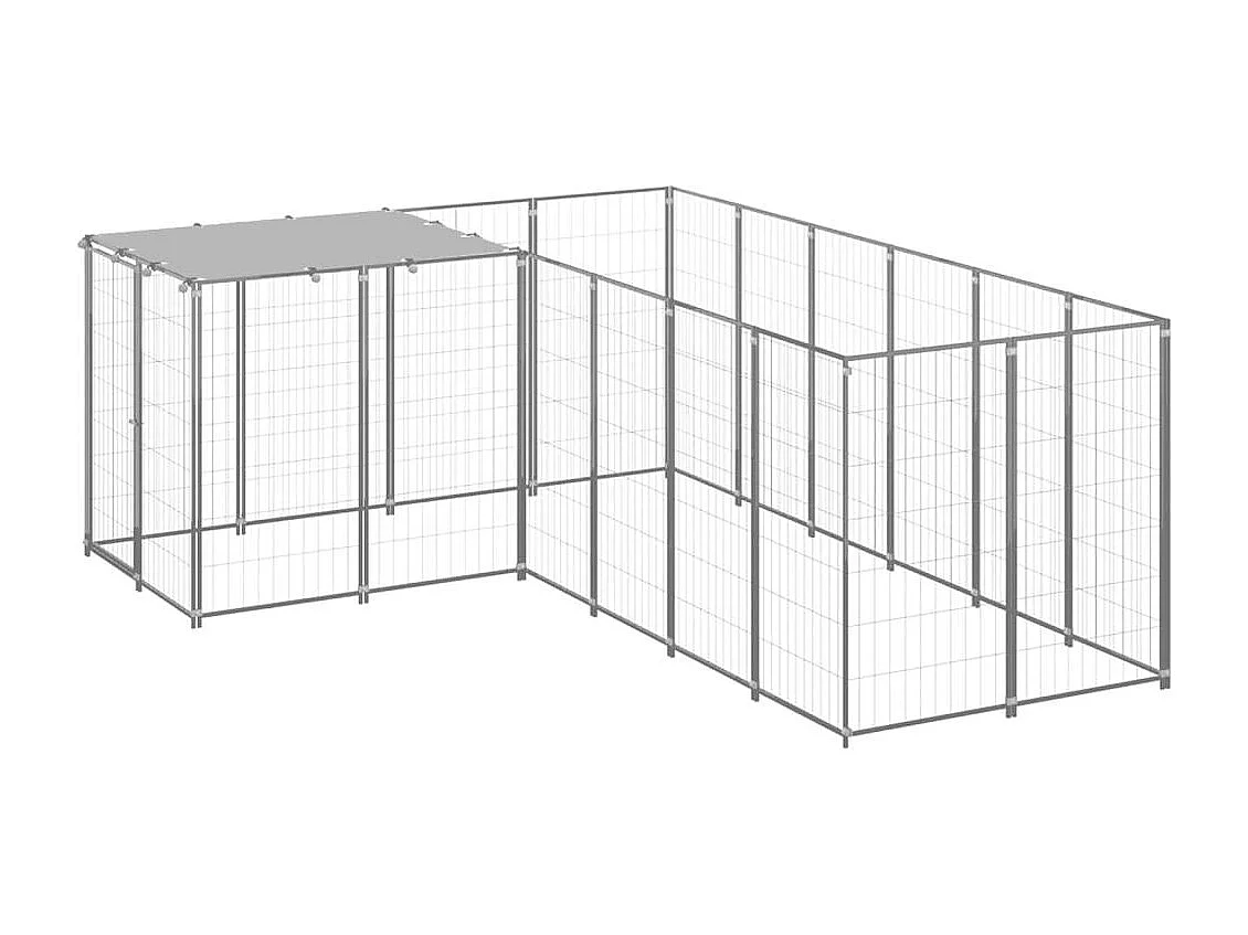 Chenil extérieur cage enclos argenté 220 x 330 x 110 cm 02_0000278