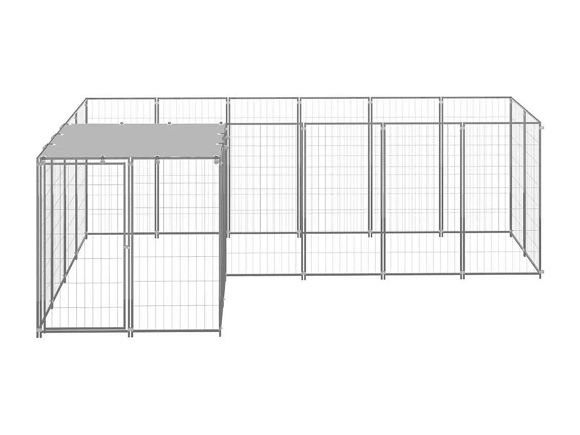 Chenil extérieur cage enclos argenté 220 x 330 x 110 cm 02_0000278