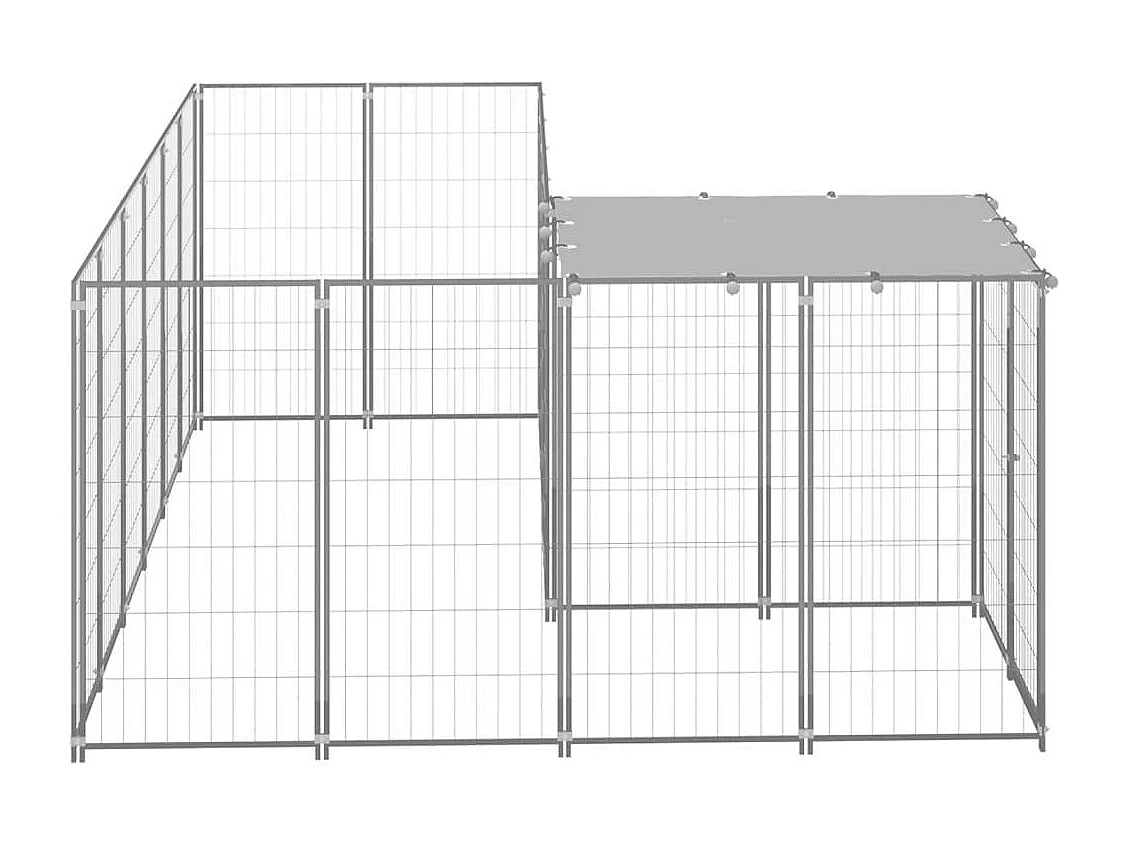 Chenil extérieur cage enclos argenté 220 x 330 x 110 cm 02_0000278