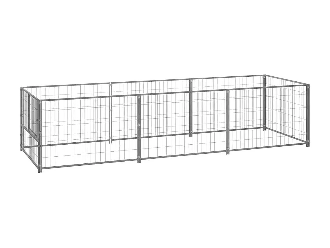 Cuccia da esterno gabbia per cani parco animali argento 3 m² acciaio 02_0000264