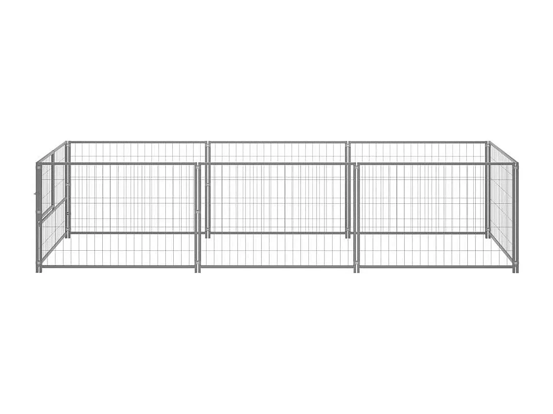 Cuccia da esterno gabbia per cani parco animali argento 3 m² acciaio 02_0000264