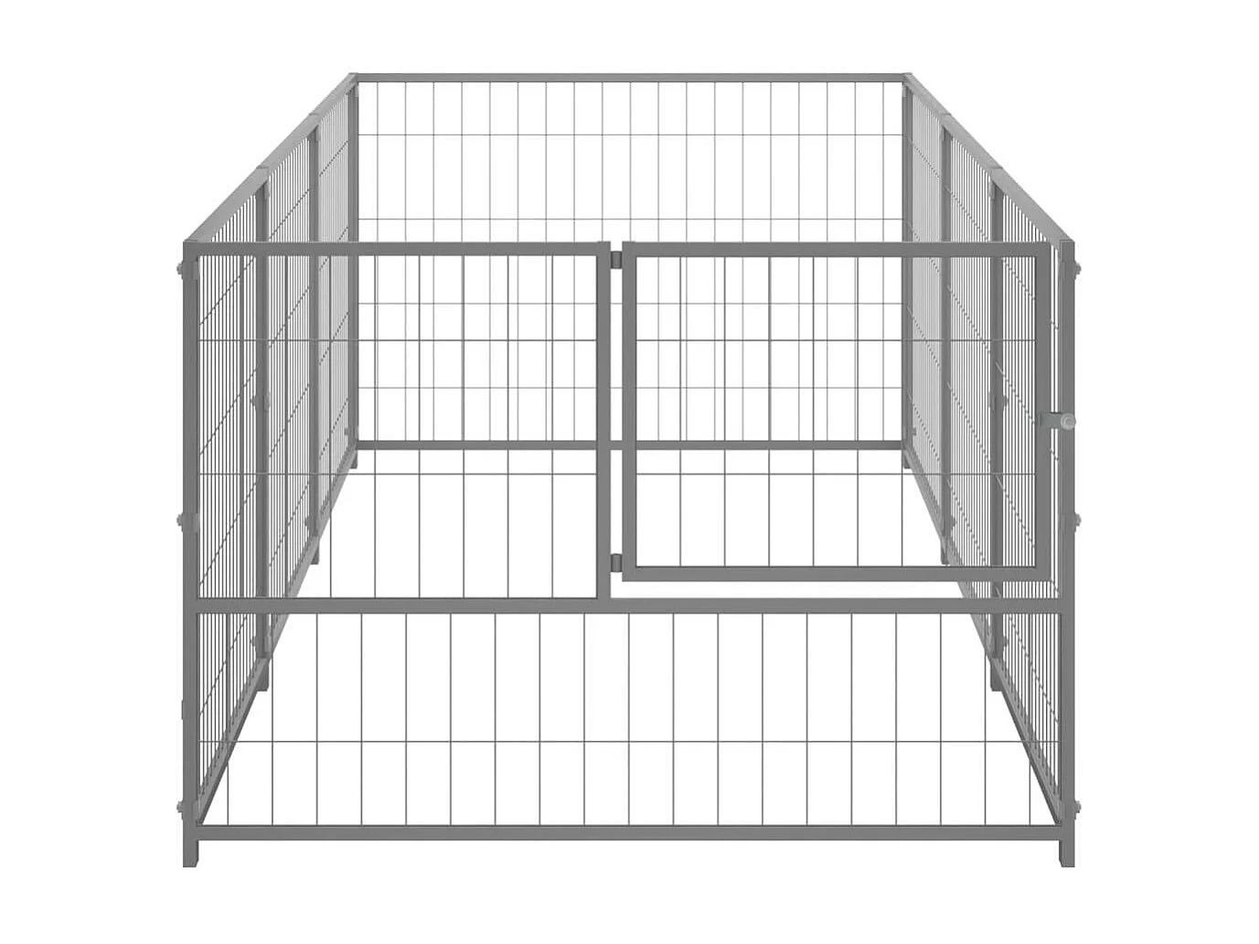 Cuccia da esterno gabbia per cani parco animali argento 3 m² acciaio 02_0000264