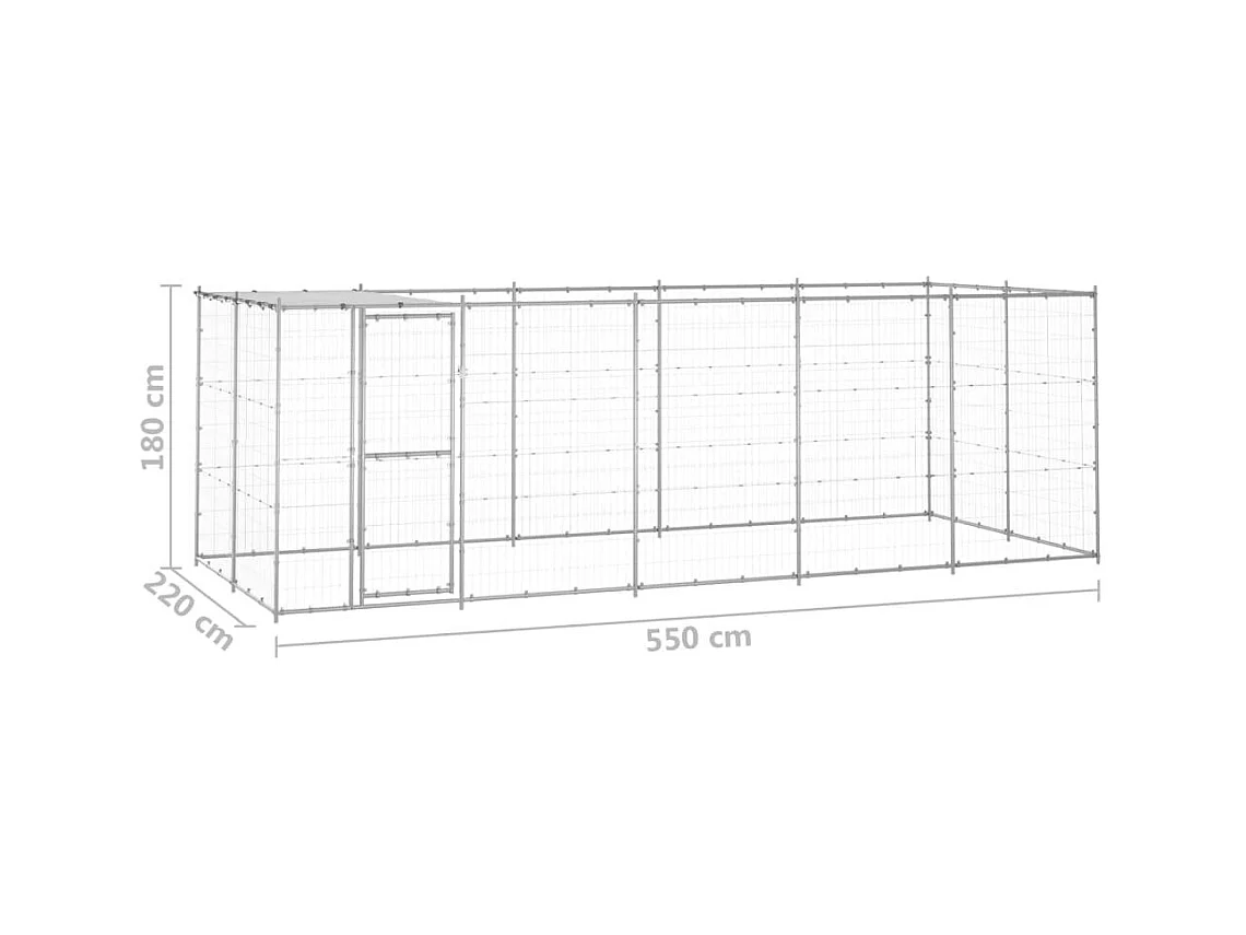 Chenil extérieur cage enclos 550 x 220 x 180 cm 02_0000433