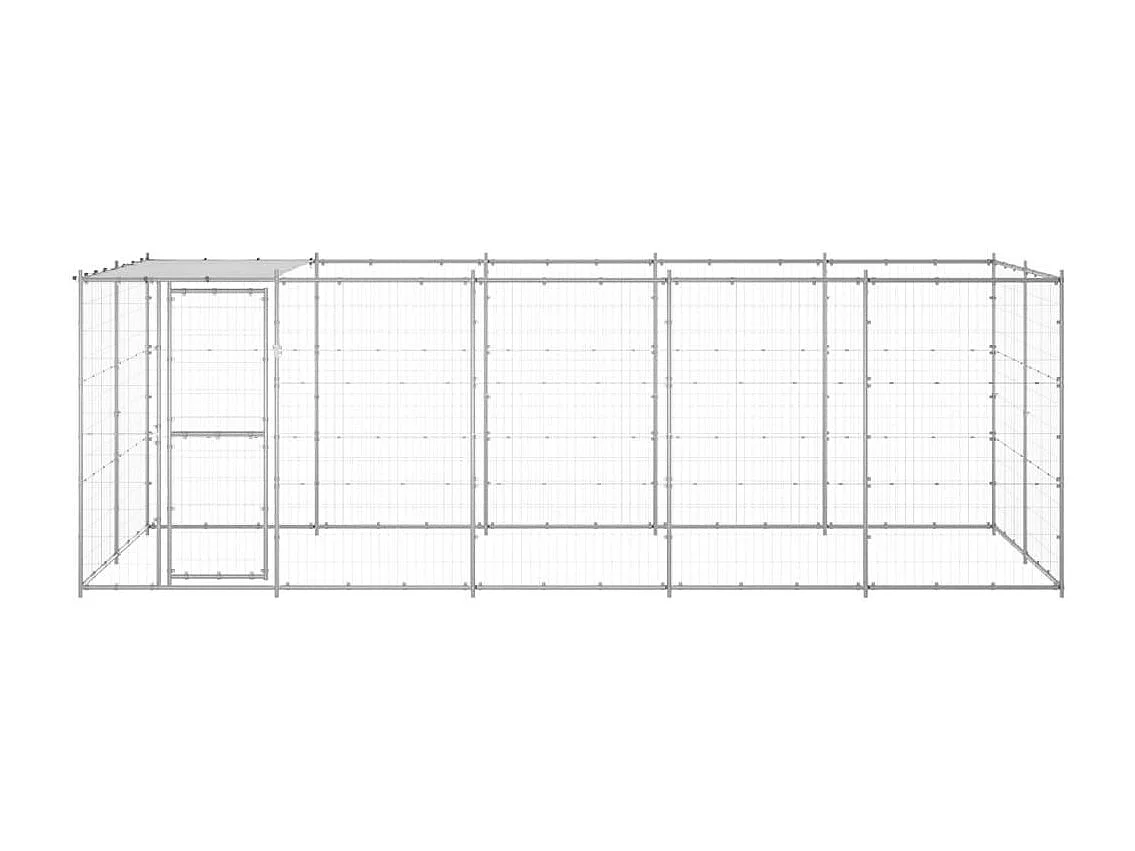 Cuccia da esterno gabbia recinto per animali box per cani da esterno in acciaio zincato con tetto 12,1 m² 02_0000433