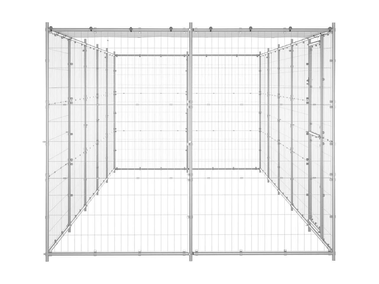 Cuccia da esterno gabbia recinto per animali box per cani da esterno in acciaio zincato con tetto 12,1 m² 02_0000433