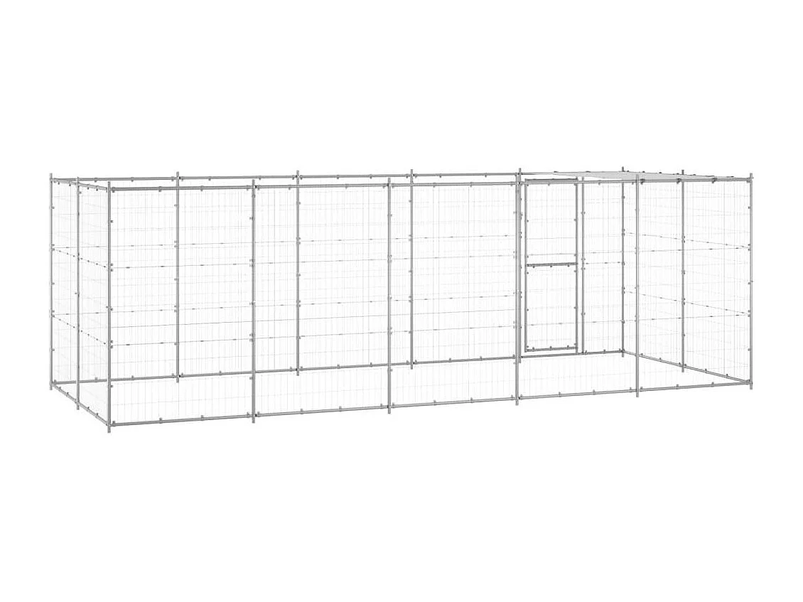 Cuccia da esterno gabbia recinto per animali box per cani da esterno in acciaio zincato con tetto 12,1 m² 02_0000433