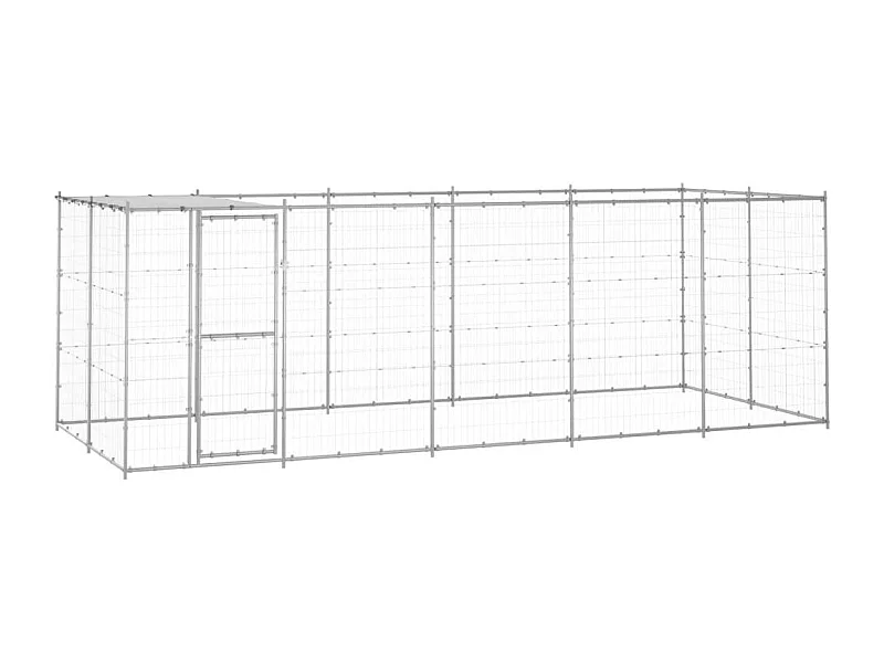 Cuccia da esterno gabbia recinto per animali box per cani da esterno in acciaio zincato con tetto 12,1 m² 02_0000433
