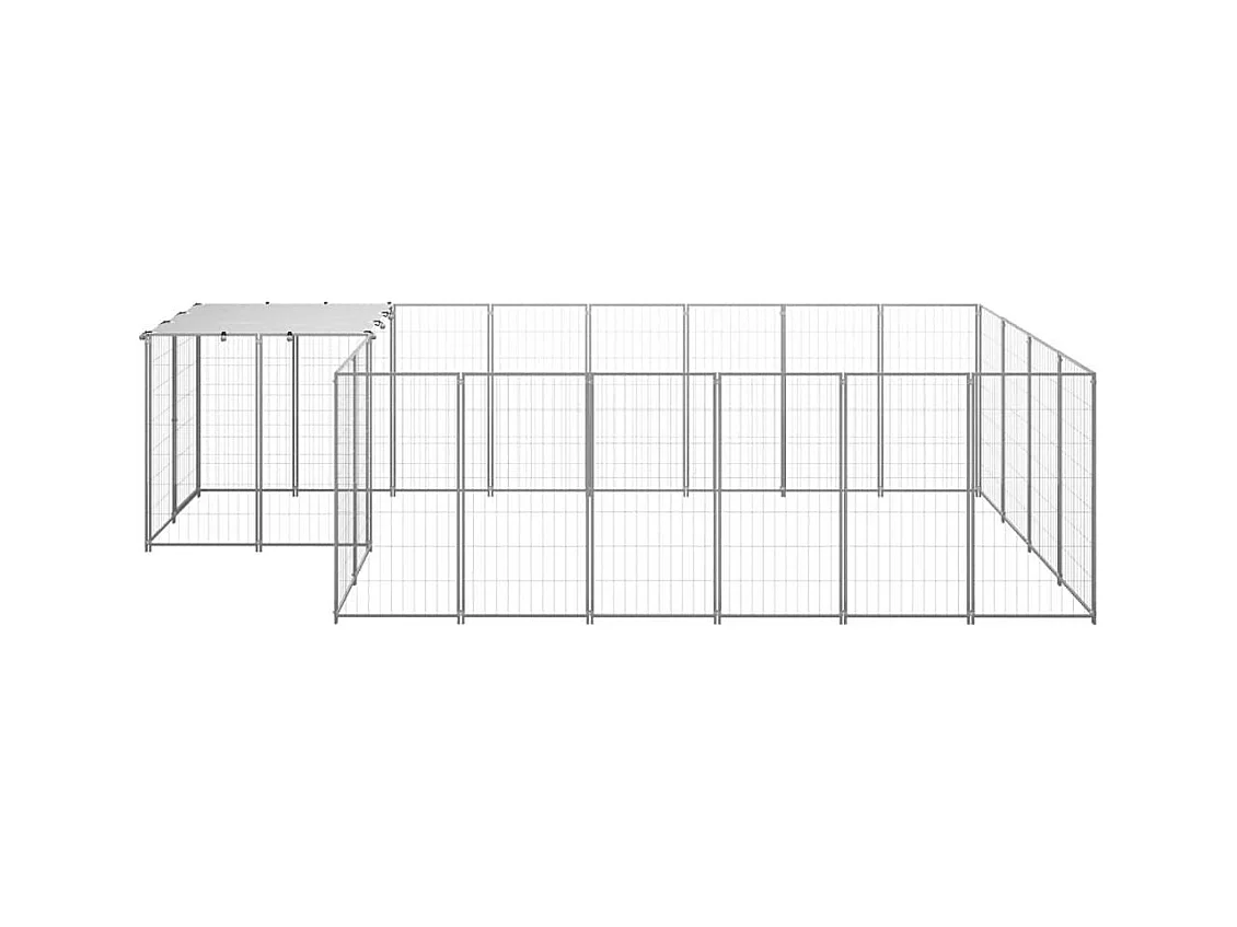 Chenil extérieur cage enclos argenté 440 x 220 x 110 cm 02_0000303