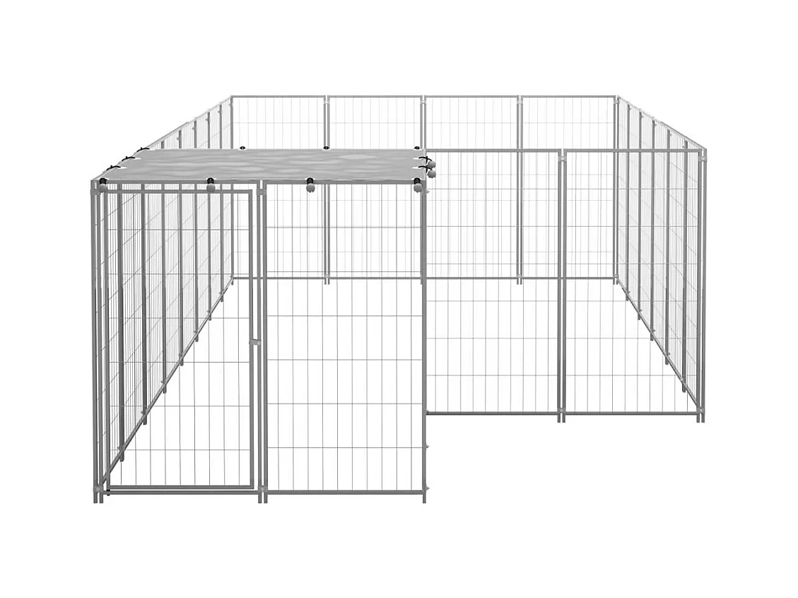Chenil extérieur cage enclos argenté 440 x 220 x 110 cm 02_0000303