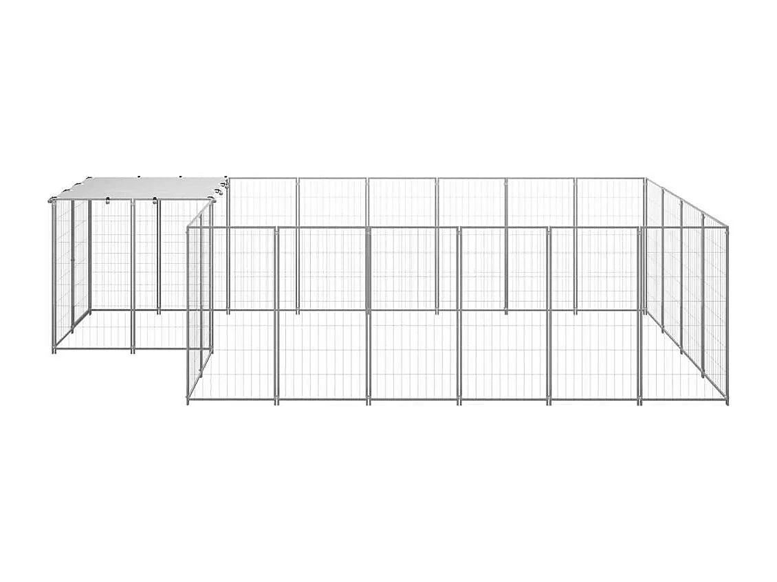 Gaiola para canil externo para animais de estimação parque para cães prata 8,47 m² aço 02_0000303
