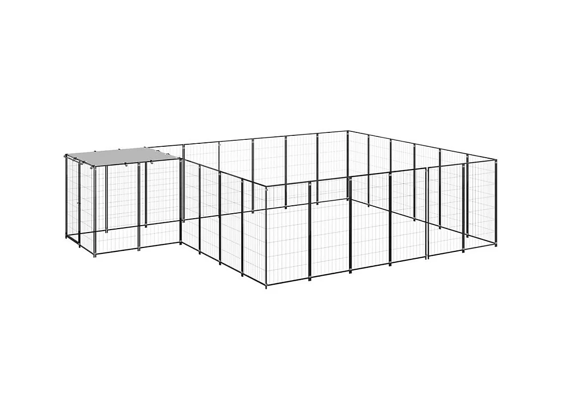 Chenil extérieur cage enclos noire 440 x 330 x 110 cm 02_0000493