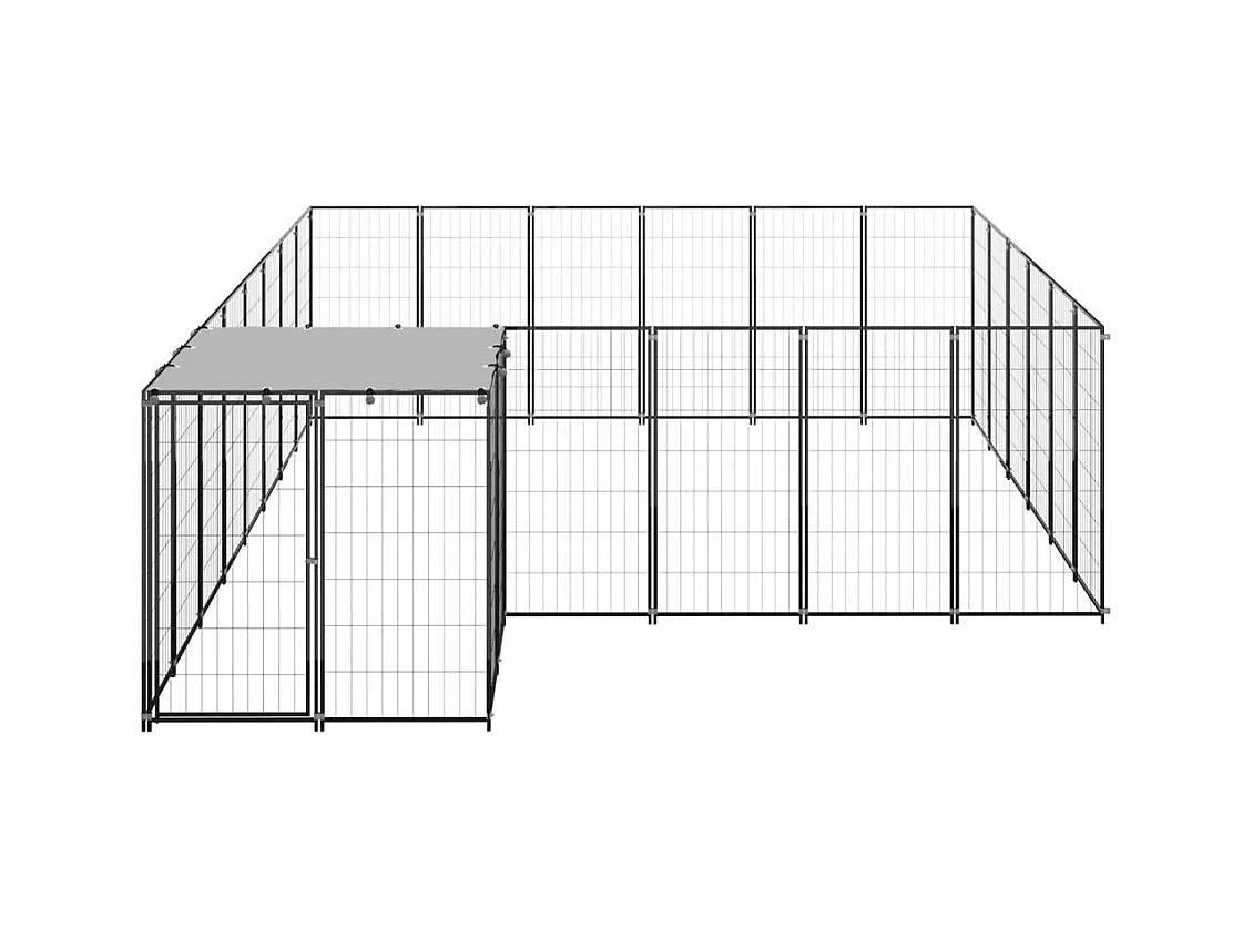 Chenil extérieur cage enclos noire 440 x 330 x 110 cm 02_0000493