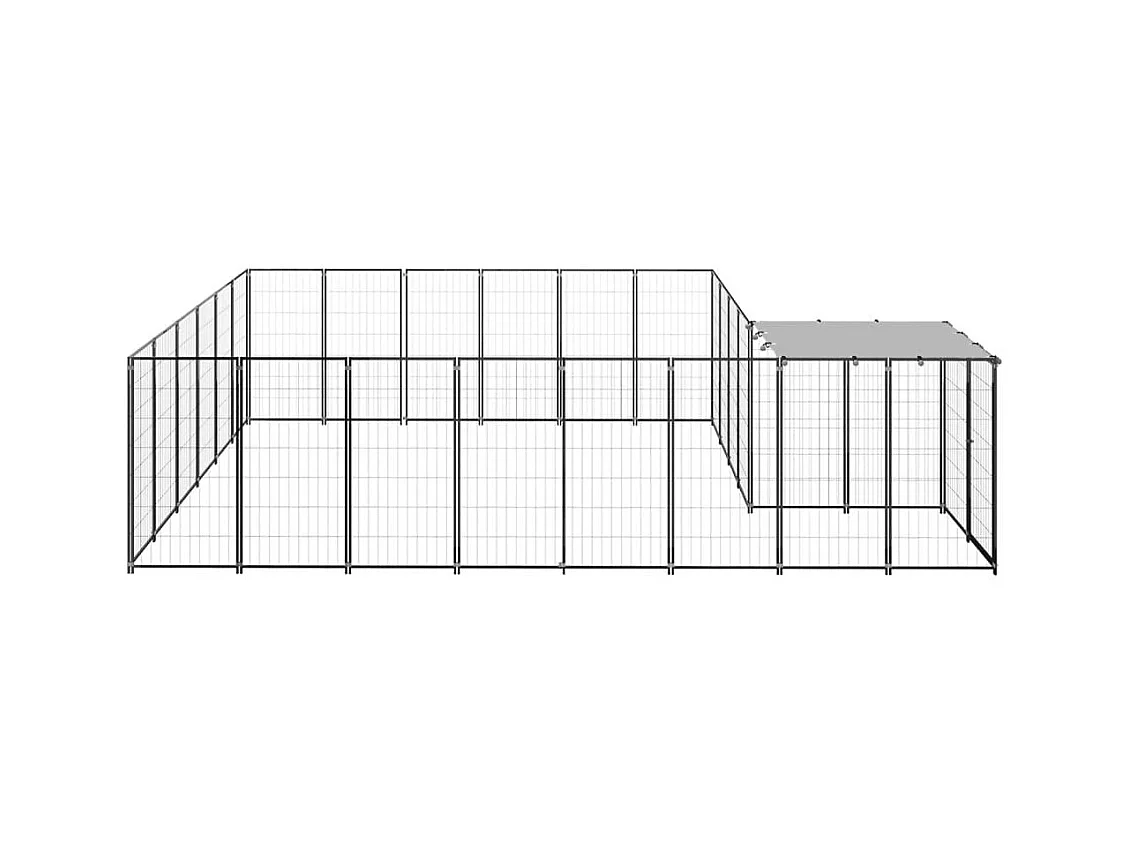 Chenil extérieur cage enclos noire 440 x 330 x 110 cm 02_0000493