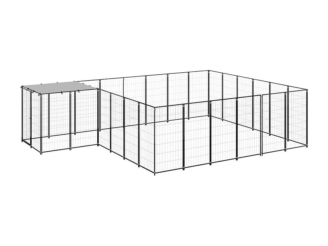 Chenil extérieur cage enclos noire 440 x 330 x 110 cm 02_0000493