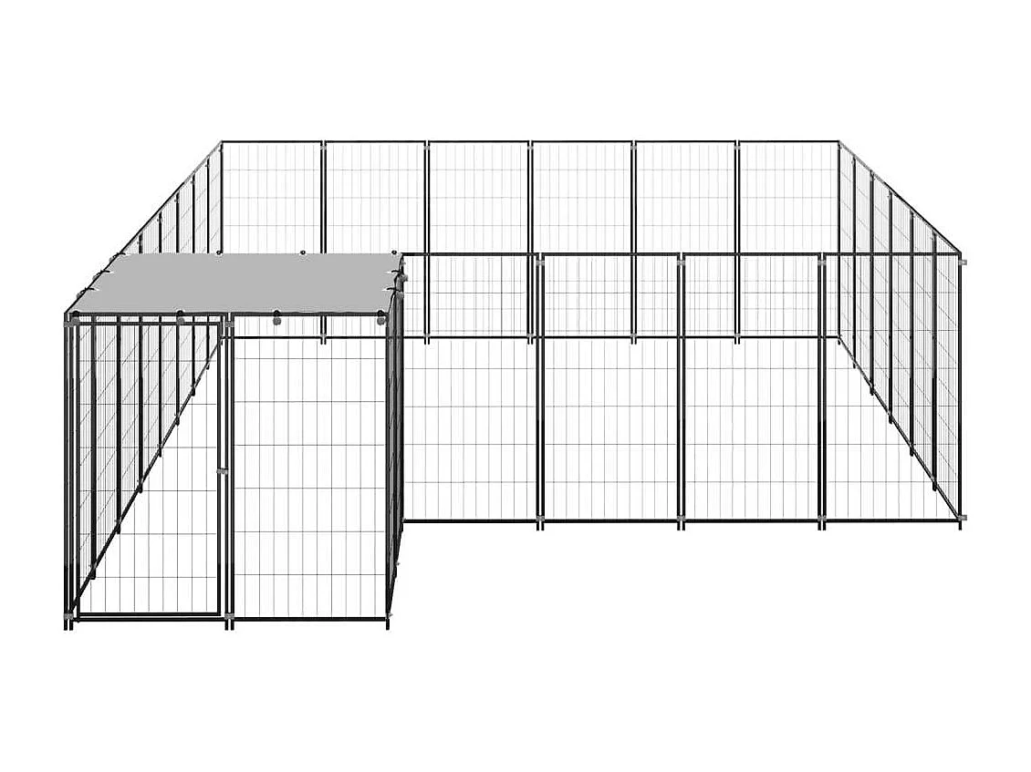 Chenil extérieur cage enclos noire 440 x 330 x 110 cm 02_0000493