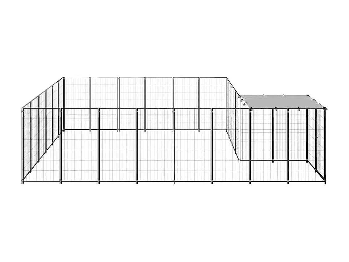 Chenil extérieur cage enclos noire 440 x 330 x 110 cm 02_0000493