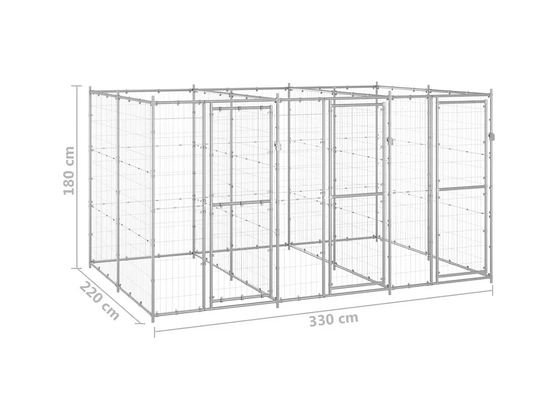 Chenil extérieur cage enclos 330 x 220 x 180 cm 02_0000427