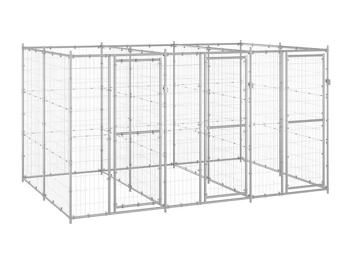 Recinto per animali da esterno per cani in acciaio zincato 7,26 m² 02_0000427